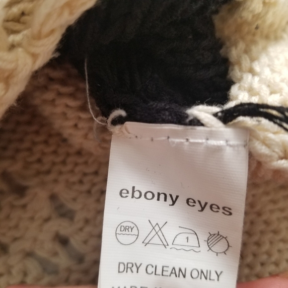 Pinkyotto Black Cream Crochet Knit Sweater Ebony Striped Crew Neck - Picture 10 of 10